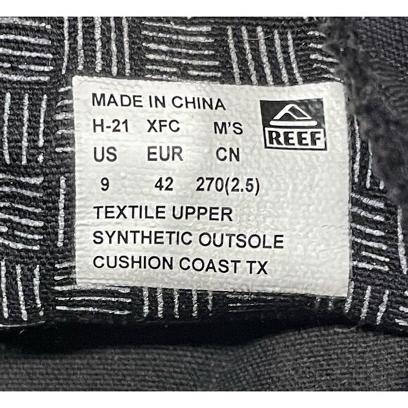 Reef Men’s Size 9 Cushion Coast TX Charcoal Black Relaxed Fit Comfort Shoes - Picture 10 of 10